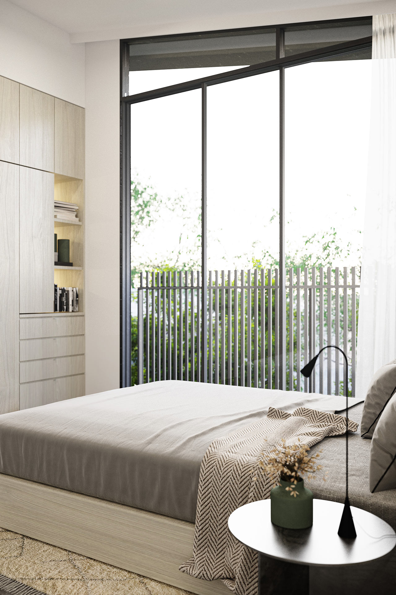 Bedroom with outside view